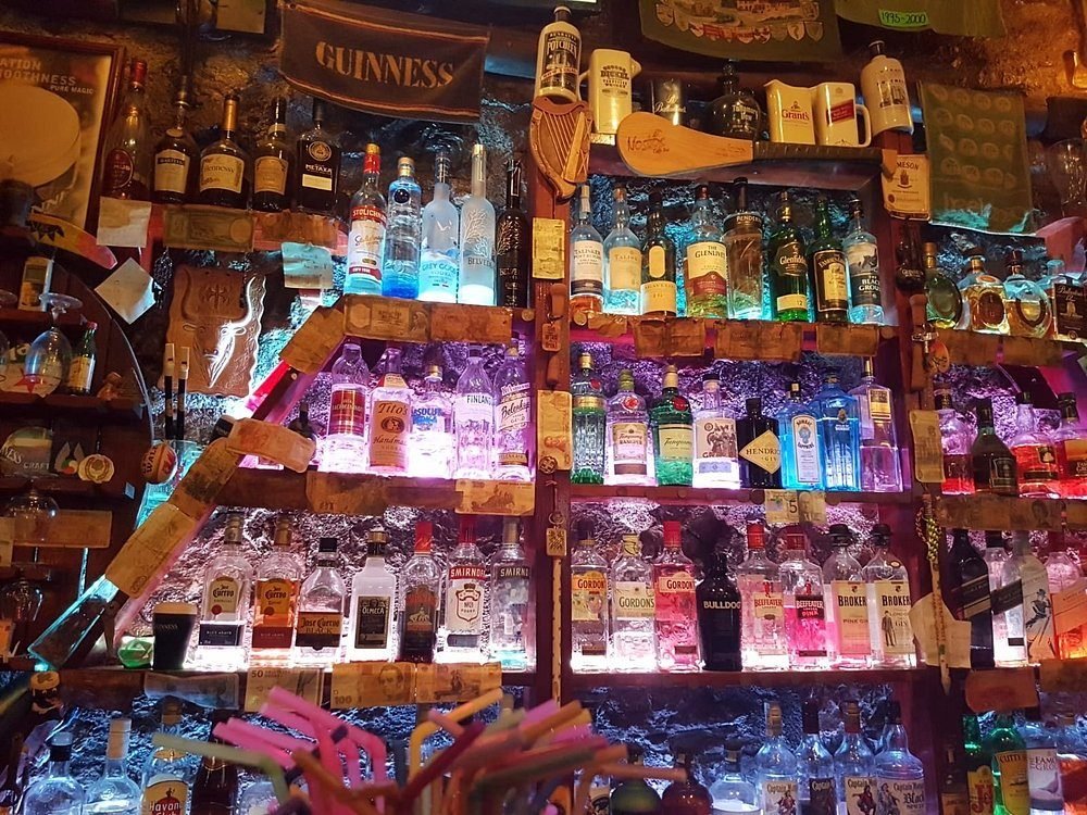 Spirits behind the bar at Nostos